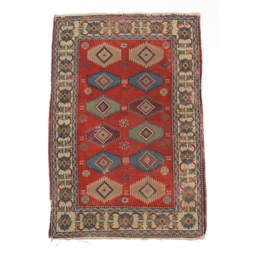 54 - Property of a lady - a small antique Caucasian Shirvan rug, 43 by 29ins. (110 by 74cms.) (see illust... 