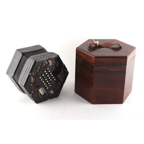 2 - Property of a gentleman - a Wheatstone 48-button concertina, minor losses to fretwork, working order... 