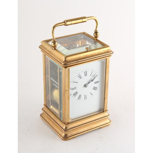 44 - Property of a deceased estate - a late 19th century French brass gorge cased carriage clock, strikin... 