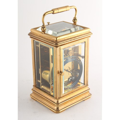 44 - Property of a deceased estate - a late 19th century French brass gorge cased carriage clock, strikin... 