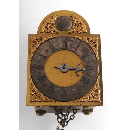 50 - Property of a deceased estate - very small figured walnut arched hooded wall clock, 18th century wit... 