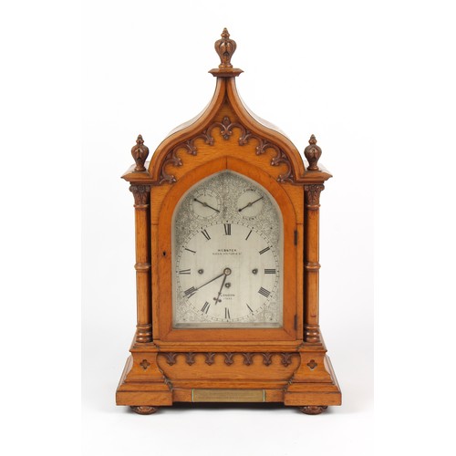 51 - Property of a deceased estate - a very large Victorian  oak gothic cased bracket clock with original... 