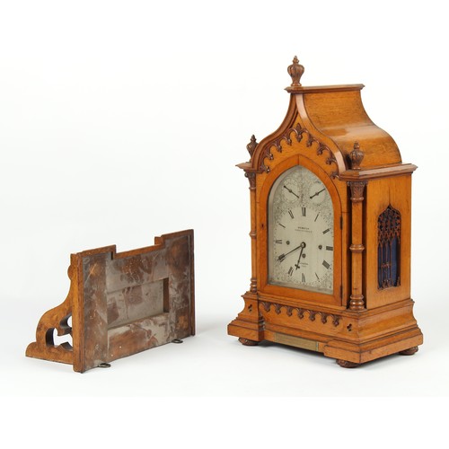 51 - Property of a deceased estate - a very large Victorian  oak gothic cased bracket clock with original... 