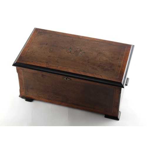 6 - Property of a gentleman - a late 19th century walnut ebonised & kingwood banded cylinder musical box... 