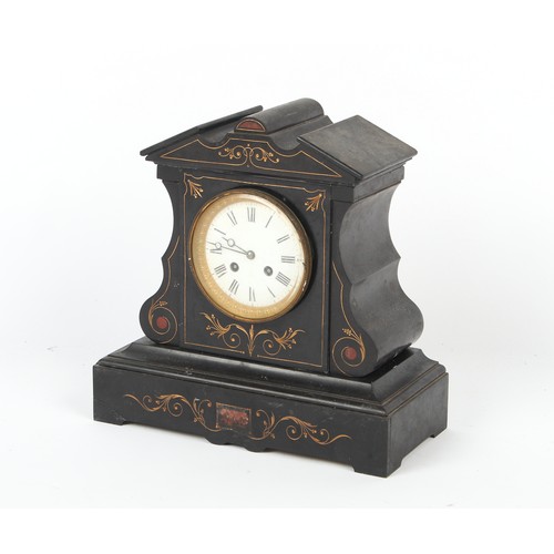 46 - Property of a lady - a 19th century black marble cased mantel clock, the 8-day movement striking on ... 