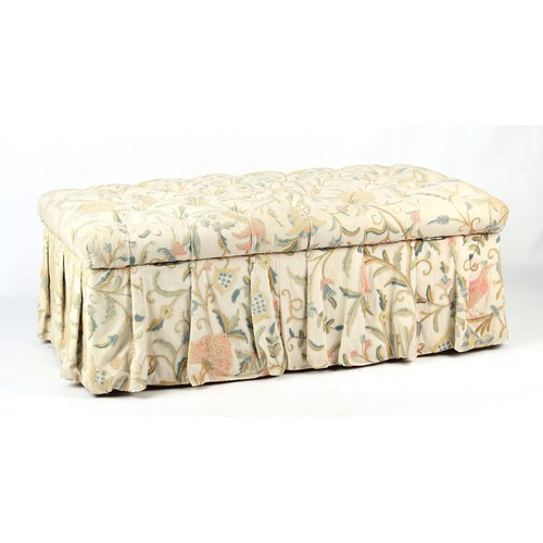 262 - Property of a gentleman - an embroidered floral upholstered box ottoman , 53.5ins. (136cms.) long.