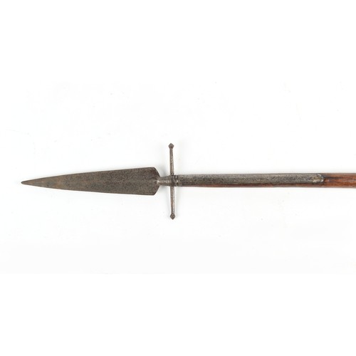 71 - Property of a deceased estate - an ash shafted spontoon, 18th / 19th century, 72ins. (183cms.) long.