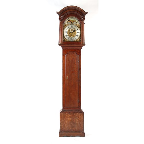 33 - Property of a deceased estate - a George III oak 8-day striking longcase clock, the arched engraved ... 