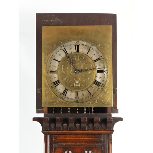 35 - Property of a lady - an early 20th century oak longcase clock, the weight driven three train movemen... 