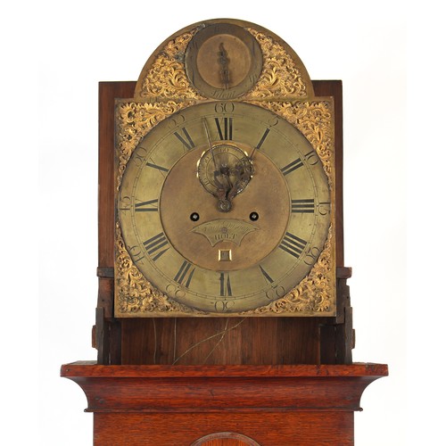 49 - Property of a lady - an 18th century George III oak longcase clock, circa 1770, the arched brass dia... 