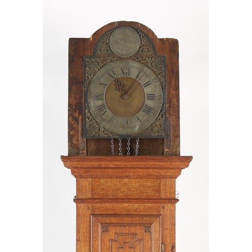 19 - Property of a lady - a Dutch oak cased 30-hour longcase clock, striking on a bell, the arched brass ... 