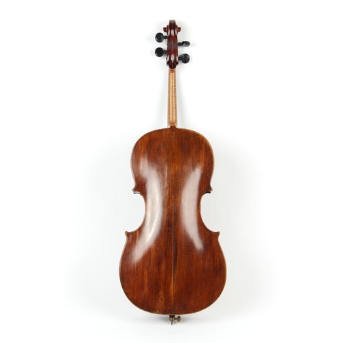 4A - Property of a deceased estate - a cello, probably late 19th century German, with bow, the bow stampe... 