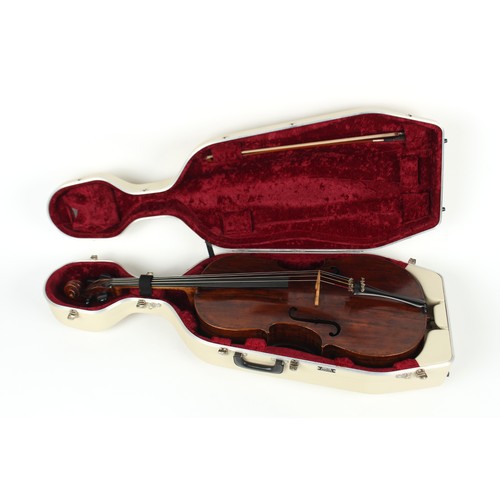 4A - Property of a deceased estate - a cello, probably late 19th century German, with bow, the bow stampe... 