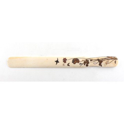 225 - Property of a gentleman - a Japanese Shibayama style inlaid ivory paper knife, Meiji period (1868-19... 