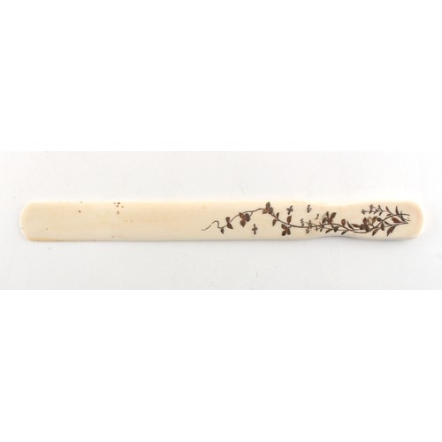 225 - Property of a gentleman - a Japanese Shibayama style inlaid ivory paper knife, Meiji period (1868-19... 