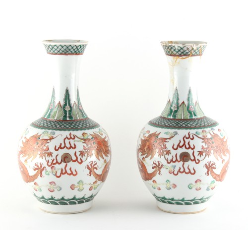 57 - Property of a lady - a pair of late 19th century Chinese dragon vases, underglaze blue apocryphal Ka... 