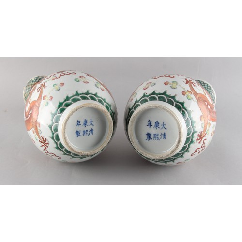 57 - Property of a lady - a pair of late 19th century Chinese dragon vases, underglaze blue apocryphal Ka... 