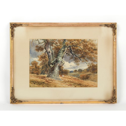 408 - Property of a deceased estate - Josiah Wood Whymper (1813-1903) - FIGURES BY OAK TREE IN LANDSCAPE -... 