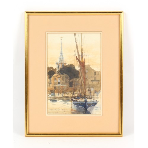 290 - Property of a deceased estate - Grenville Cottingham (1843-2007) - BOAT IN DOCK - watercolour, 12.1 ... 