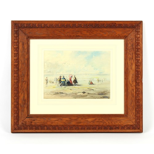 291 - Property of a deceased estate - manner of Eugene Boudin - ELEGANT FIGURES ON A BEACH - watercolour, ... 