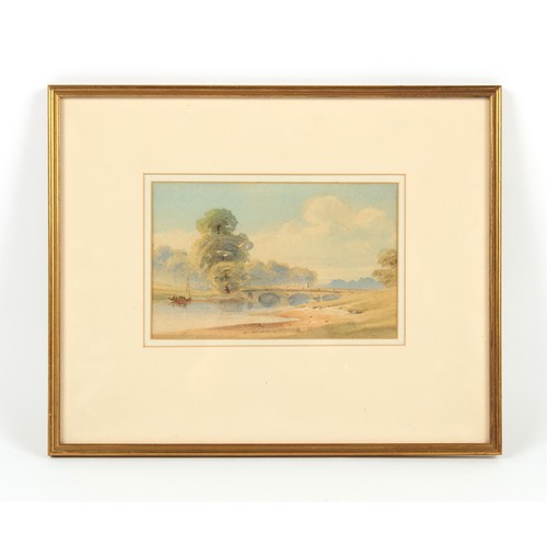 295 - Property of a deceased estate - English school, 19th century - RIVER SCENE WITH BOAT AND FIGURE ON B... 