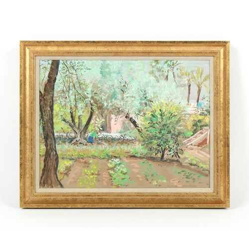 298 - Property of a deceased estate - William Henderson (1903-1993) - FIGURE IN GARDEN - gouache, 12.3 by ... 