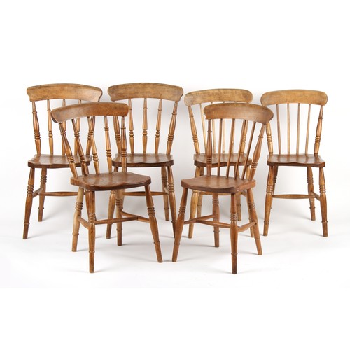 473 - Property of a lady - six similar late 19th / early 20th elm seated kitchen chairs (6).