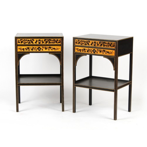 491 - Property of a gentleman - a pair of modern two-tier tables, each fitted with two drawers, each 18.5i... 