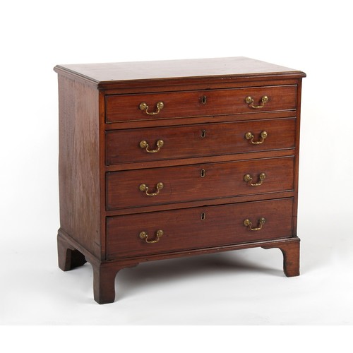 390 - Property of a lady - a small George III mahogany chest of four long graduated drawers, 29.25ins. (74... 