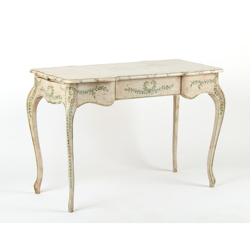 495 - Property of a deceased estate - a painted serpentine sided side table, with three frieze drawers & a... 