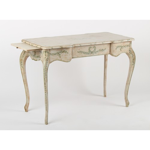 495 - Property of a deceased estate - a painted serpentine sided side table, with three frieze drawers & a... 