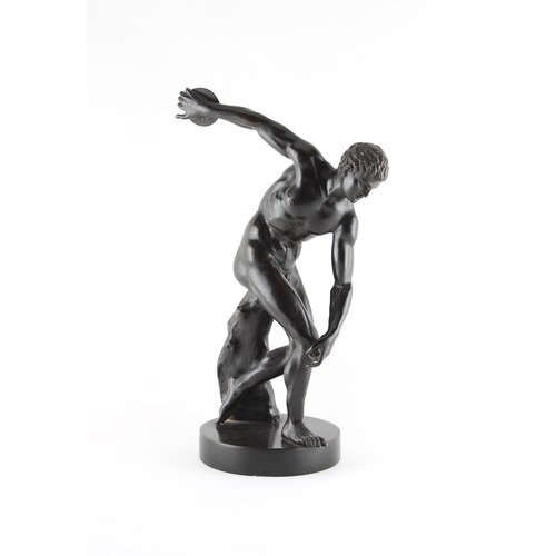 276 - Property of a lady - a well cast 19th century patinated bronze figure of a discus thrower, after the... 