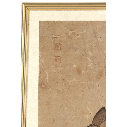 89 - Property of a gentleman - a Chinese painting on paper depicting butterflies among rocks & flowers, p... 