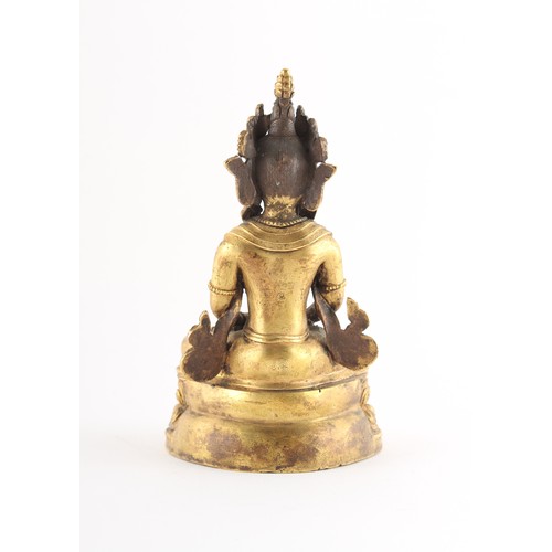 196 - Property of a gentleman - a good gilt bronze figure of Amitayus Buddha, 18th century, seated in dhya... 