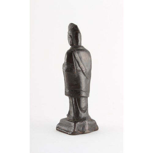 87 - Property of a deceased estate - a Chinese bronze standing figure of a scholar or priest, Ming Dynast... 