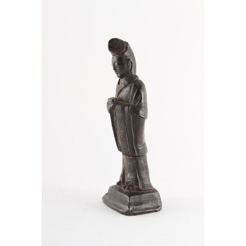 87 - Property of a deceased estate - a Chinese bronze standing figure of a scholar or priest, Ming Dynast... 