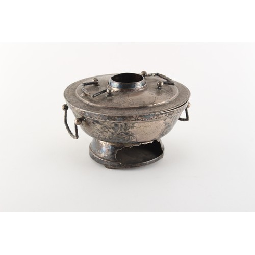 103 - An early 20th century Chinese or Tibetan silver food warmer or hot pot, 6.7ins. (17cms.) diameter.