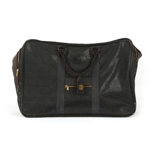 316 - Property of a lady - a Mulberry black leather holdall or soft case, 72cms. long.