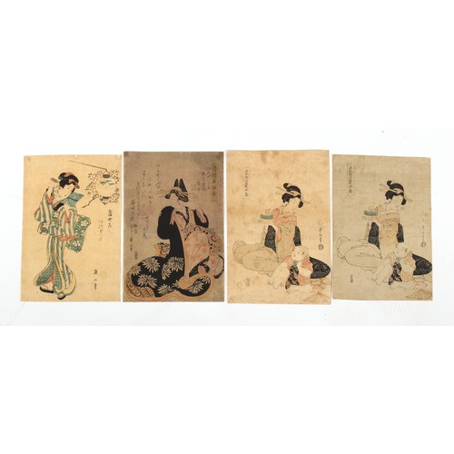 250 - A collection of Japanese woodblock prints - Eizan Kikugawa (1787-1867) - Beauties - four, oban, all ... 