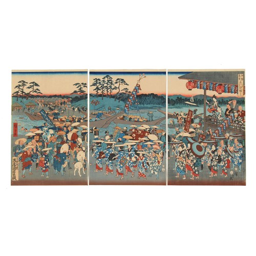 256 - A collection of Japanese woodblock prints - after Hiroshige Utagawa - Visiting the Ise Shrine - a la... 