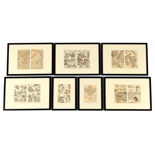 236 - After Katsushika Hokusai (1760-1849) - five diptych's and two single Japanese woodblock prints from ... 