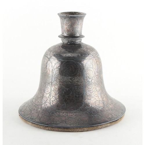 209A - An Indian Deccan bidri ware bell shaped huqqa or hookah base, 19th century, 6.7ins. (17cms.) high.