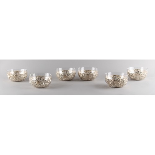 148B - Property of a gentleman - a set of six late 19th/ early 20th century Chinese silver pierced bowls de... 