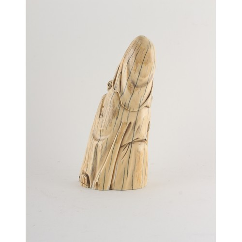 152 - Property of a gentleman - a Chinese carved walrus ivory figure of a sage, early 20th century, incise... 