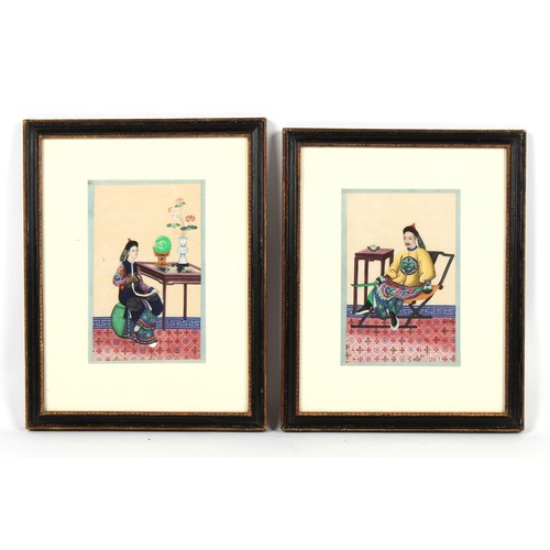 178 - Property of a deceased estate - a pair of 19th century Chinese paintings on pith paper, each depicti... 