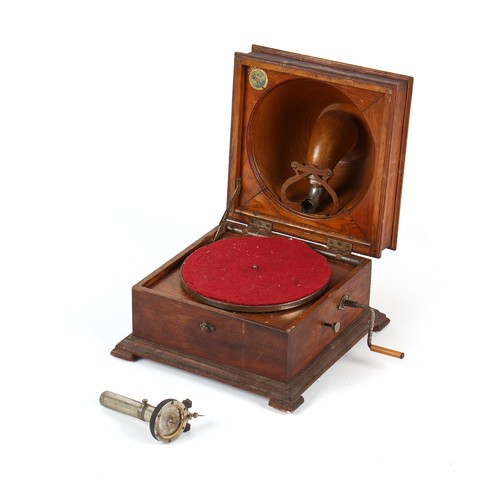 278 - Property of a deceased estate - an oak cased Pathe 'The Elf' table gramophone or Saphone, with bowl ... 