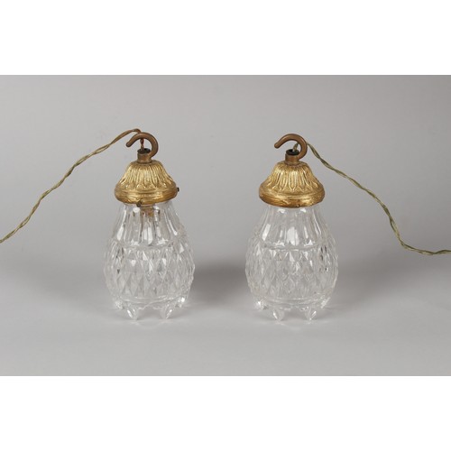 286 - Property of a gentleman - a pair of ormolu or gilt brass & cut glass ceiling lights, each 7.25ins. (... 