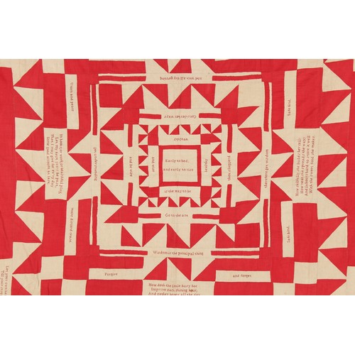 352 - Property of a gentleman - a 19th century red & white cotton quilt or coverlet, reputedly the work of... 