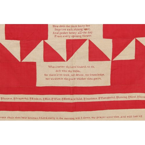 352 - Property of a gentleman - a 19th century red & white cotton quilt or coverlet, reputedly the work of... 