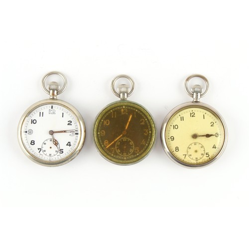 3 - The Henry & Tricia Byrom Collection - three military pocket watches, all require attention (3).